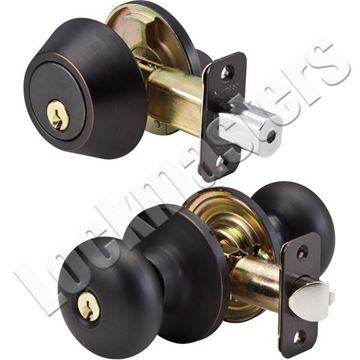 Single Cylinder Deadbolt Combo Package, Aged Bronze Finish, KW1 Keyway